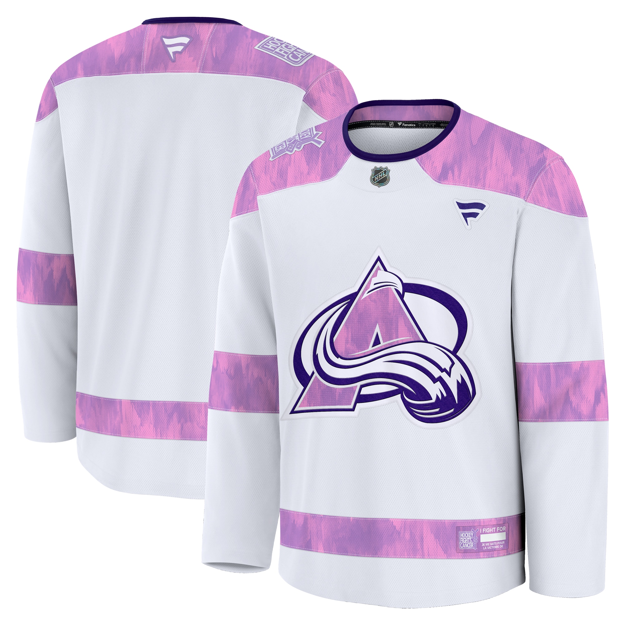 Men's Colorado Avalanche White 2024 Hockey Fights Cancer Practice Jersey - JS637 