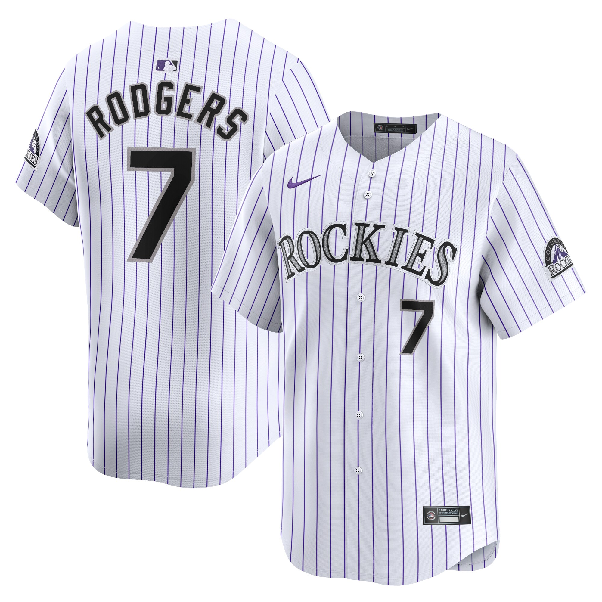 Men's Colorado Rockies Brendan Rodgers White Home Limited Player Jersey