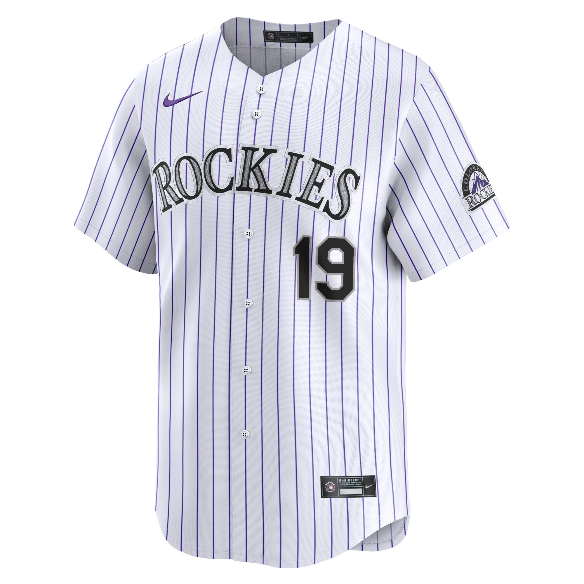 Alternative view of Men's Colorado Rockies Charlie Blackmon White Home Limited Player Jersey