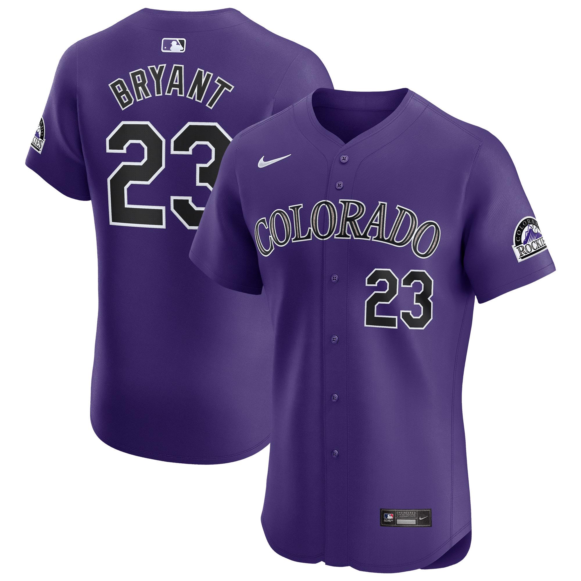 Men's Colorado Rockies Kris Bryant Purple Alternate Elite Player Jersey