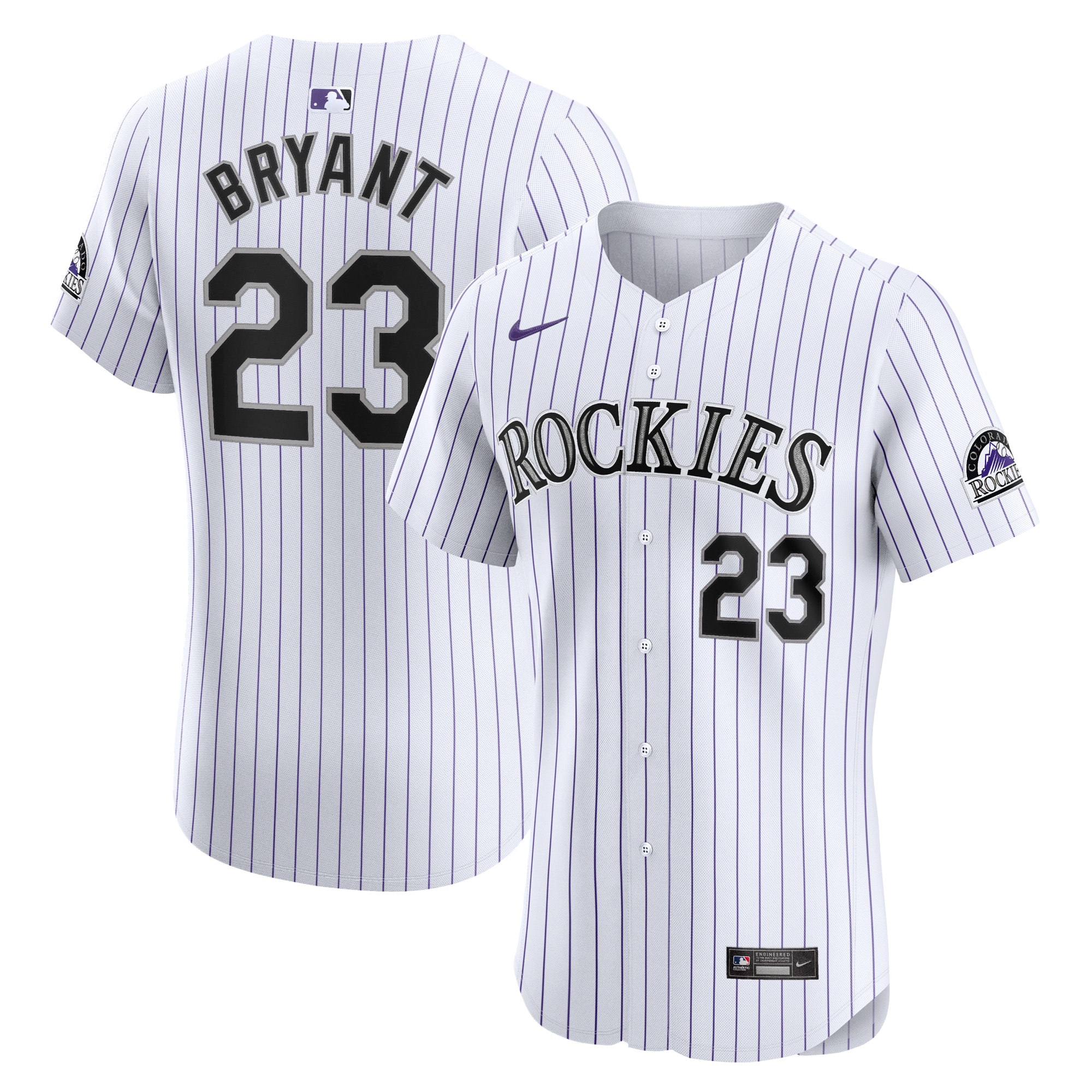 Men's Colorado Rockies Kris Bryant White Home Elite Jersey