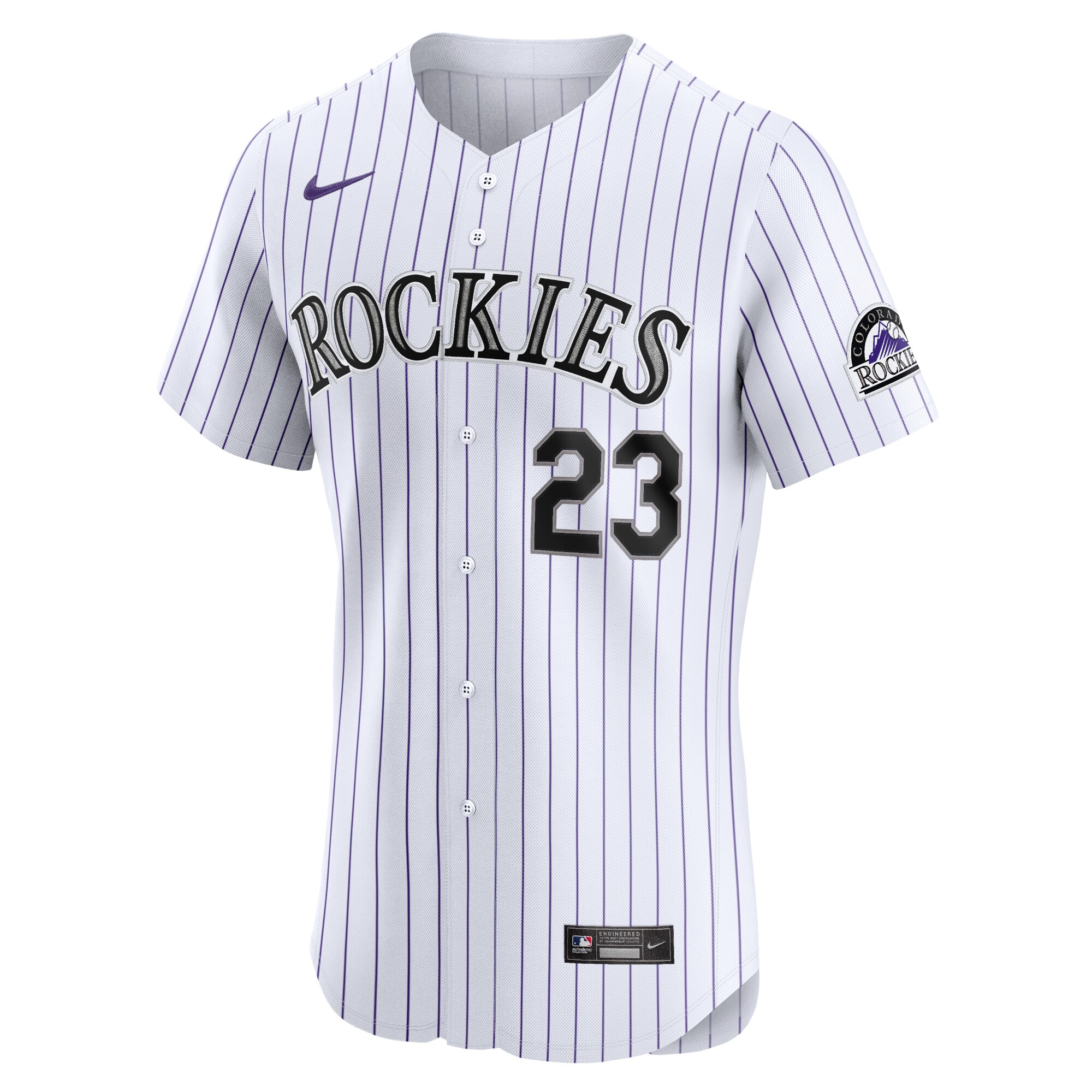 Alternative view of Men's Colorado Rockies Kris Bryant White Home Elite Jersey