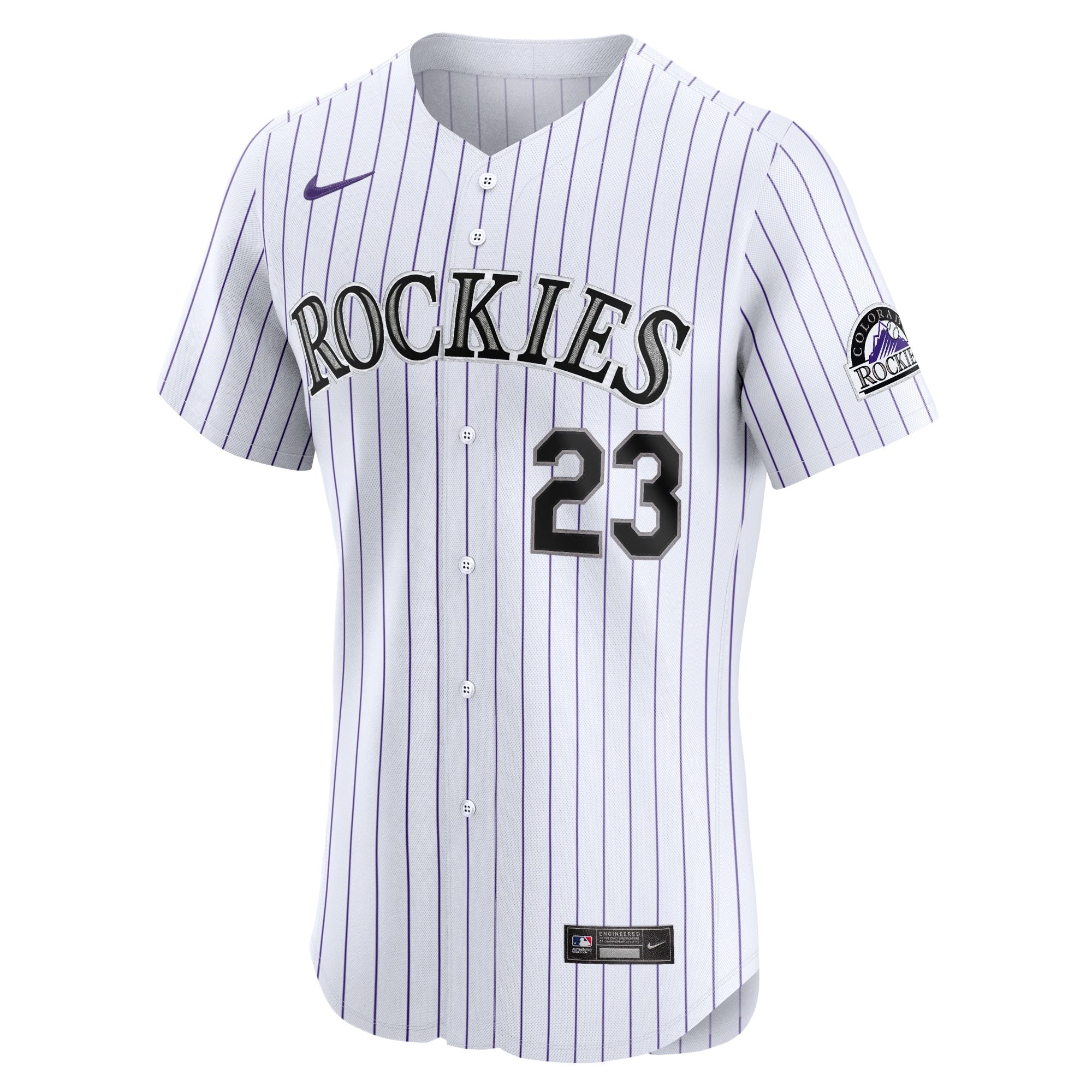 Alternative view of Men's Colorado Rockies Kris Bryant White Home Elite Jersey