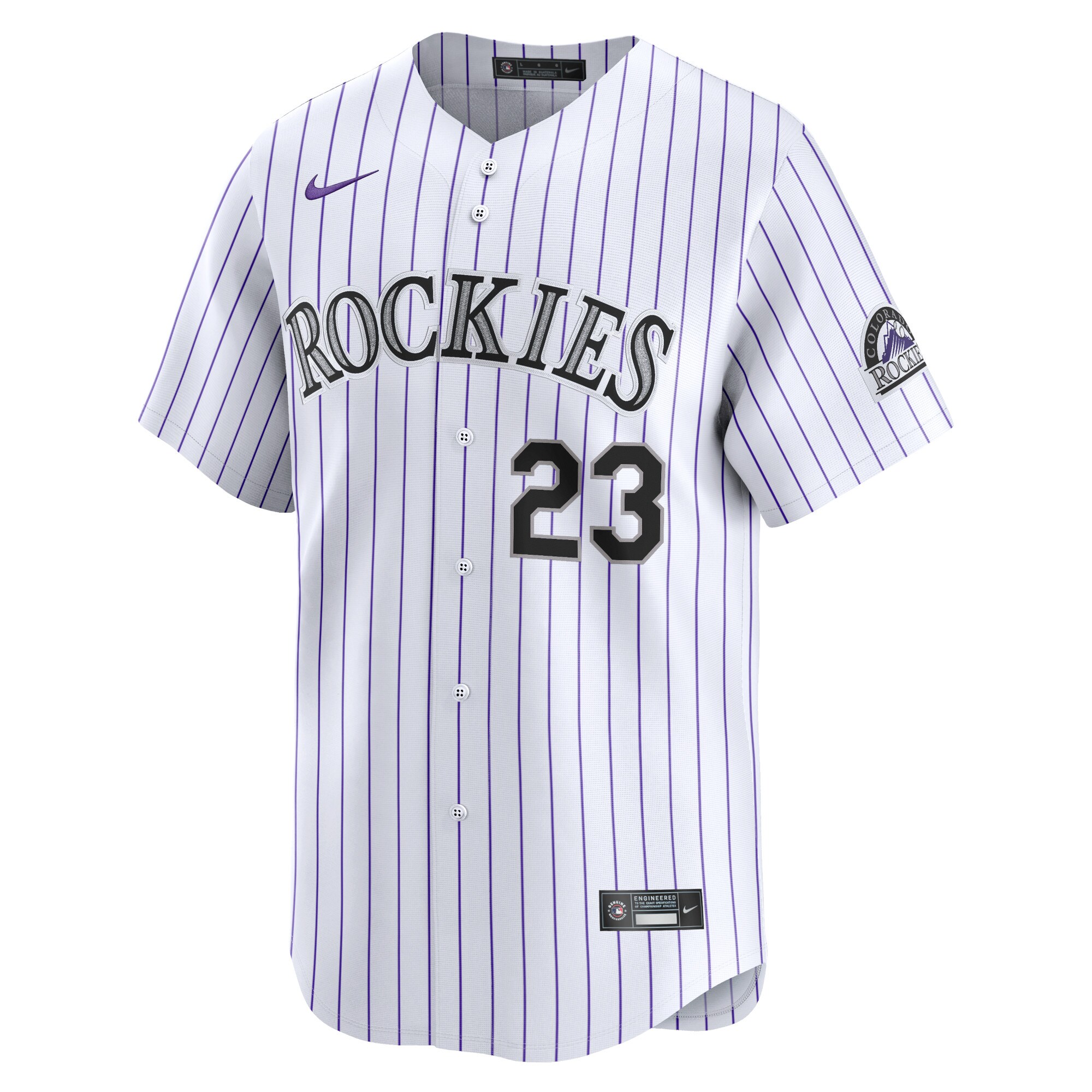 Alternative view of Men's Colorado Rockies Kris Bryant White Home Limited Player Jersey
