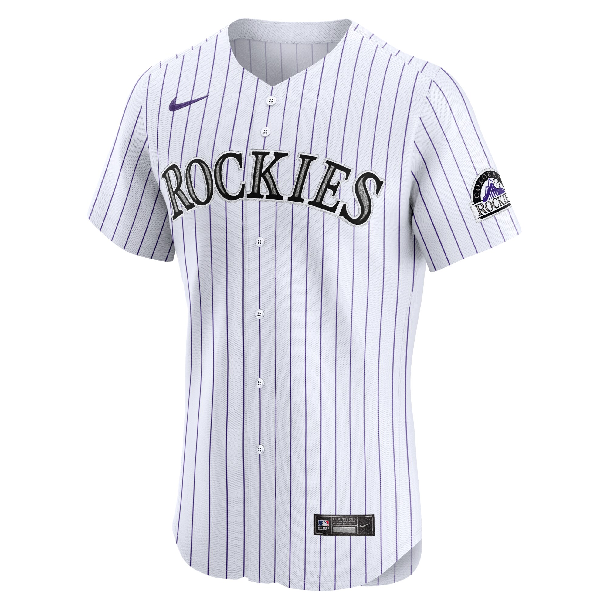 Alternative view of Men's Colorado Rockies White Home Elite Jersey