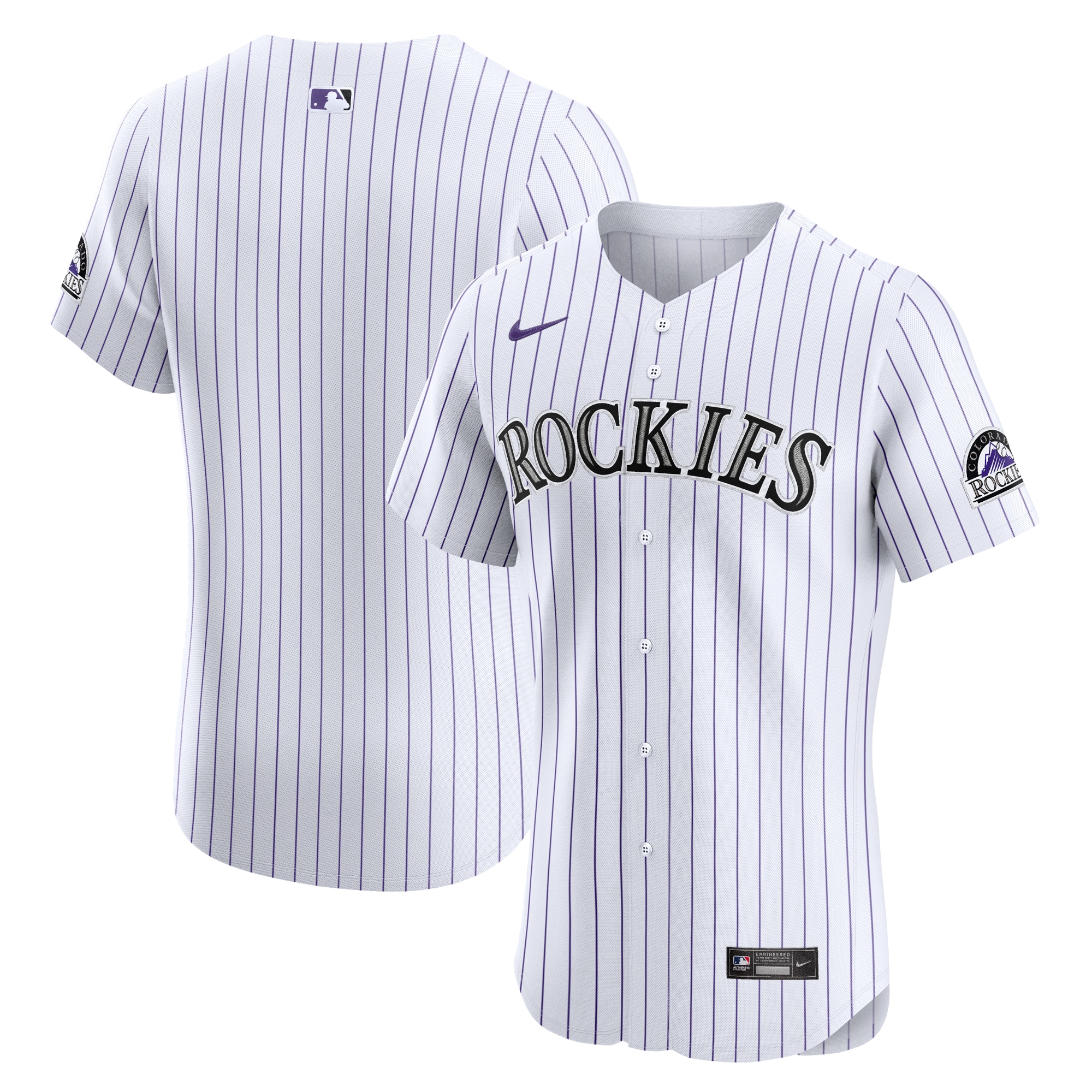 Men's Colorado Rockies White Home Elite Jersey