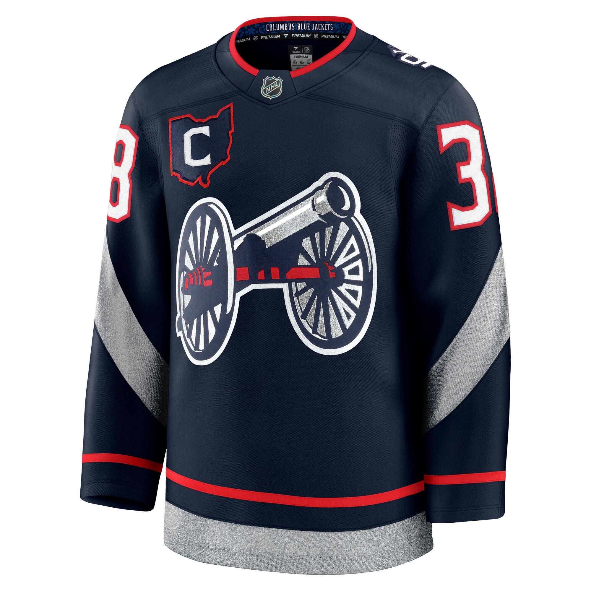 Alternative view of Men's Columbus Blue Jackets Boone Jenner Navy 2025 NHL Stadium Series Premium Player Jersey - JS316 