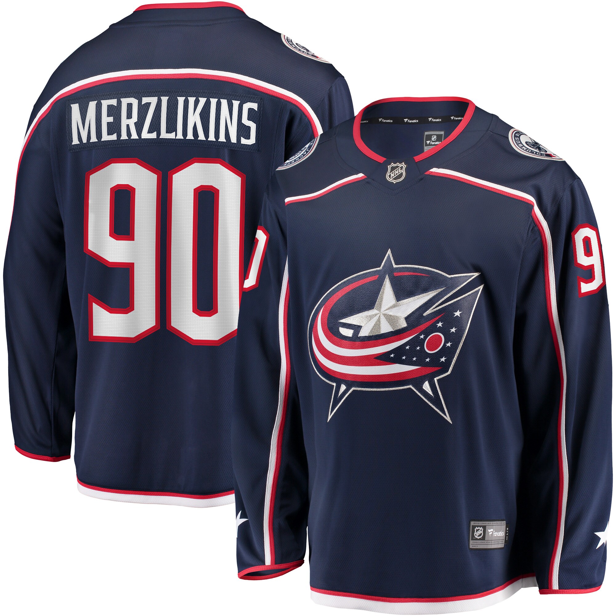 Men's Columbus Blue Jackets Elvis Merzlikins Navy Home Breakaway Player Jersey - JS505 