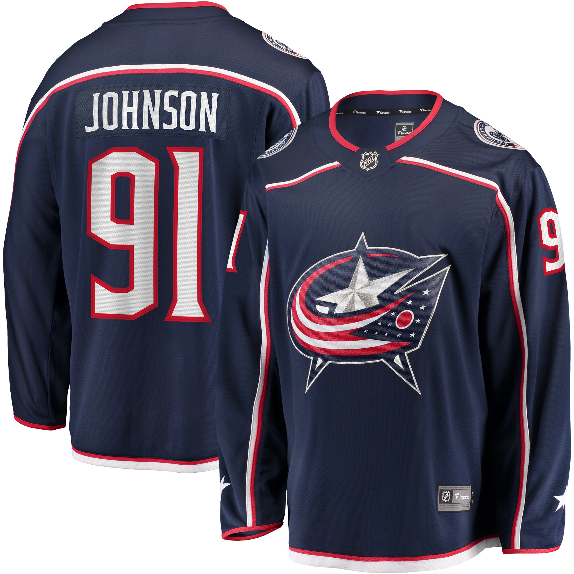 Men's Columbus Blue Jackets Kent Johnson Navy Home Breakaway Jersey - JS785 