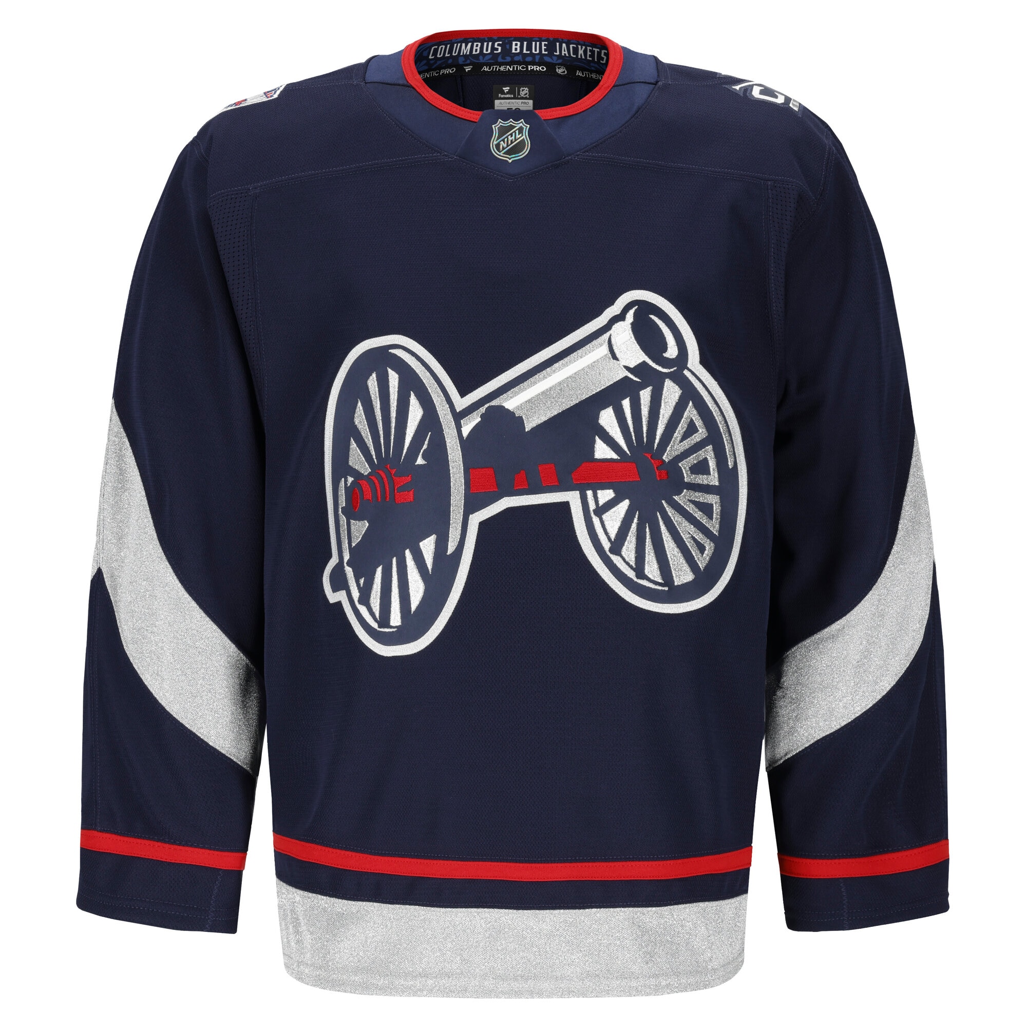 Alternative view of Men's Columbus Blue Jackets Navy 2025 NHL Stadium Series Pro Jersey - JS290 