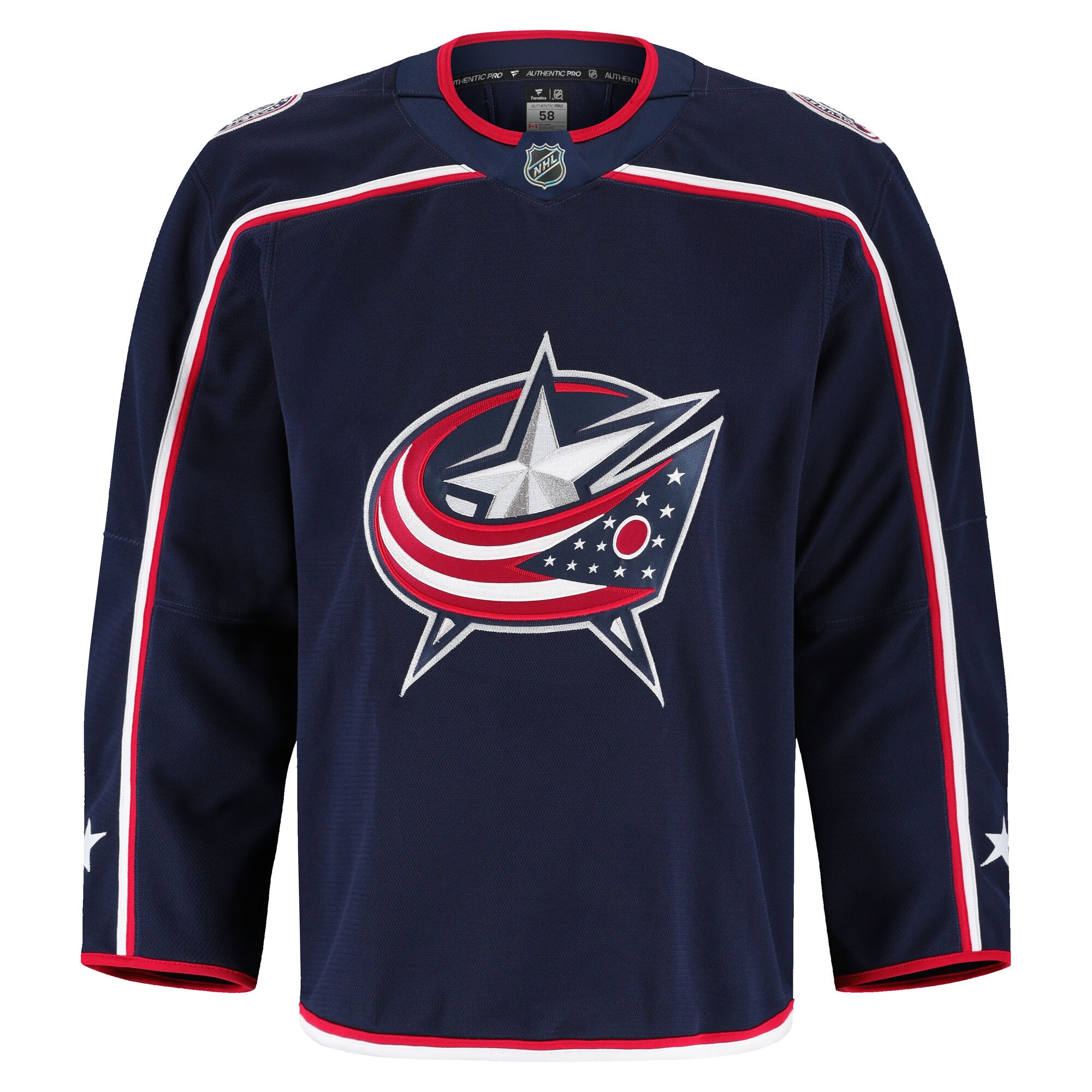 Alternative view of Men's Columbus Blue Jackets Navy Home Pro Jersey - JS894 