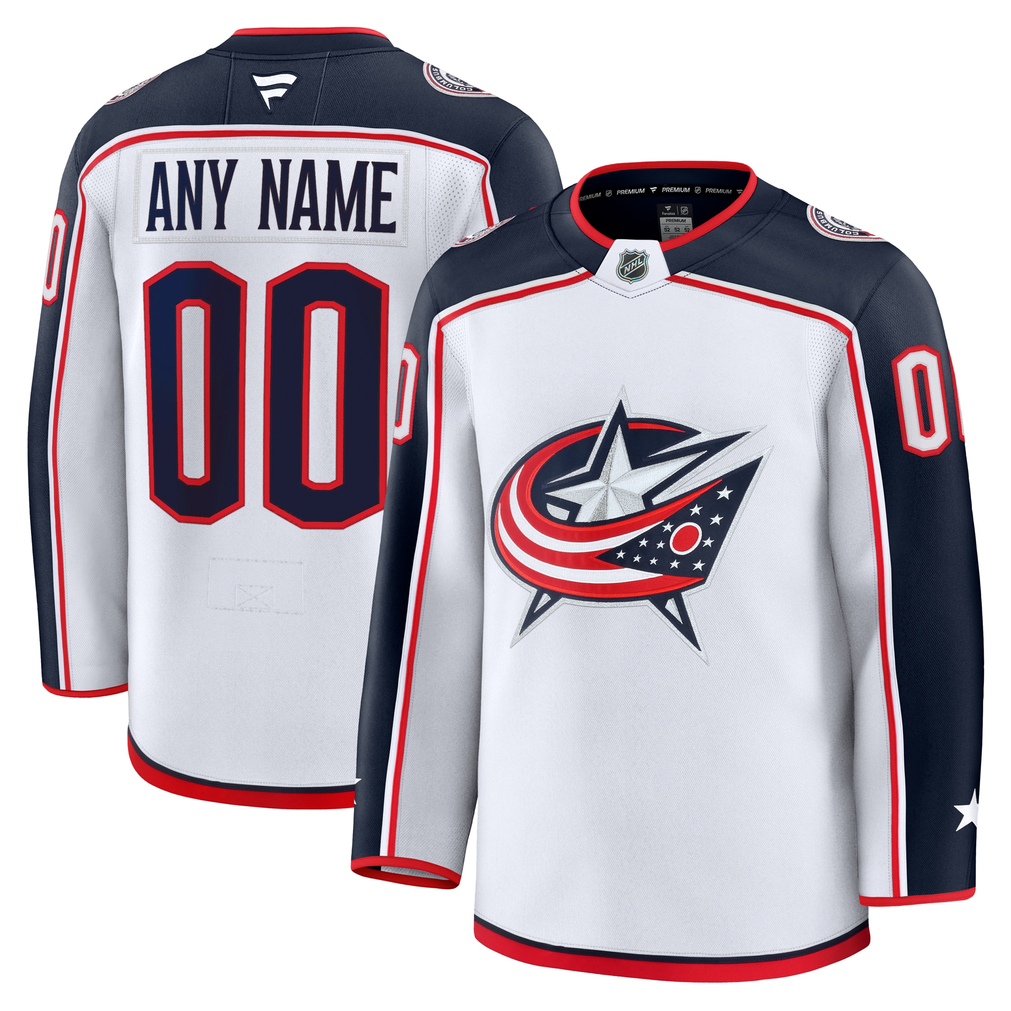 Men's Columbus Blue Jackets White Away Premium Custom Jersey - JS886 