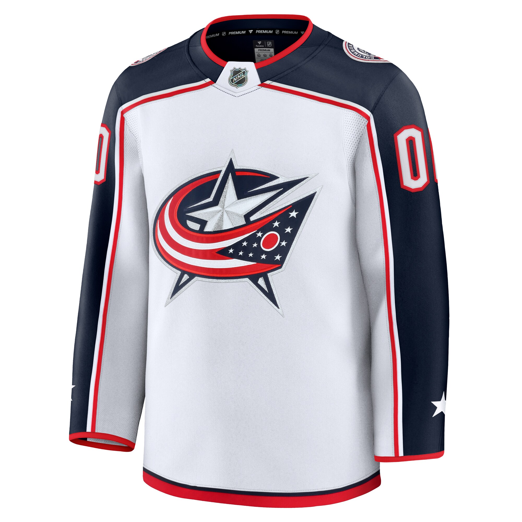 Alternative view of Men's Columbus Blue Jackets White Away Premium Custom Jersey - JS886 