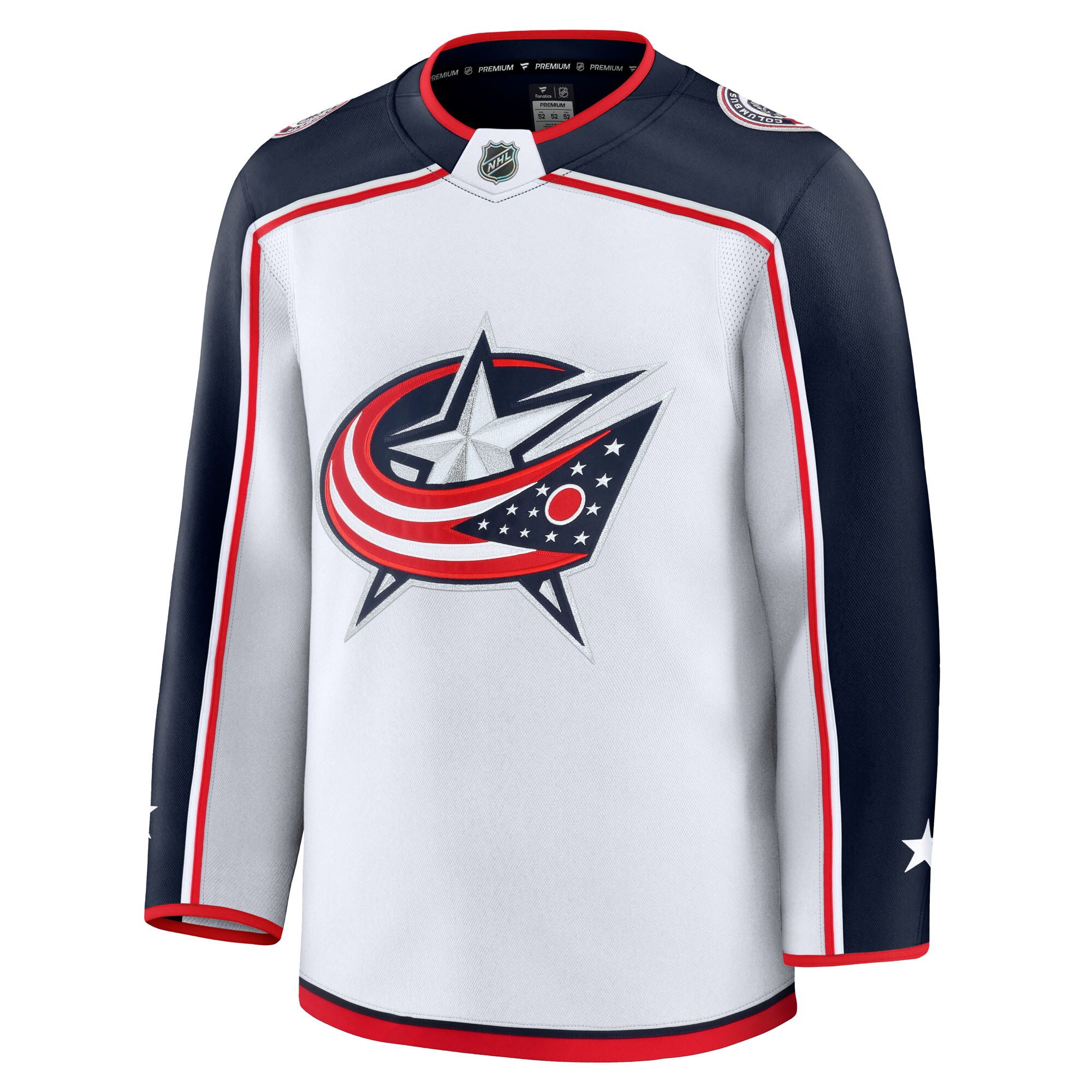 Alternative view of Men's Columbus Blue Jackets White Away Premium Jersey - JS538 