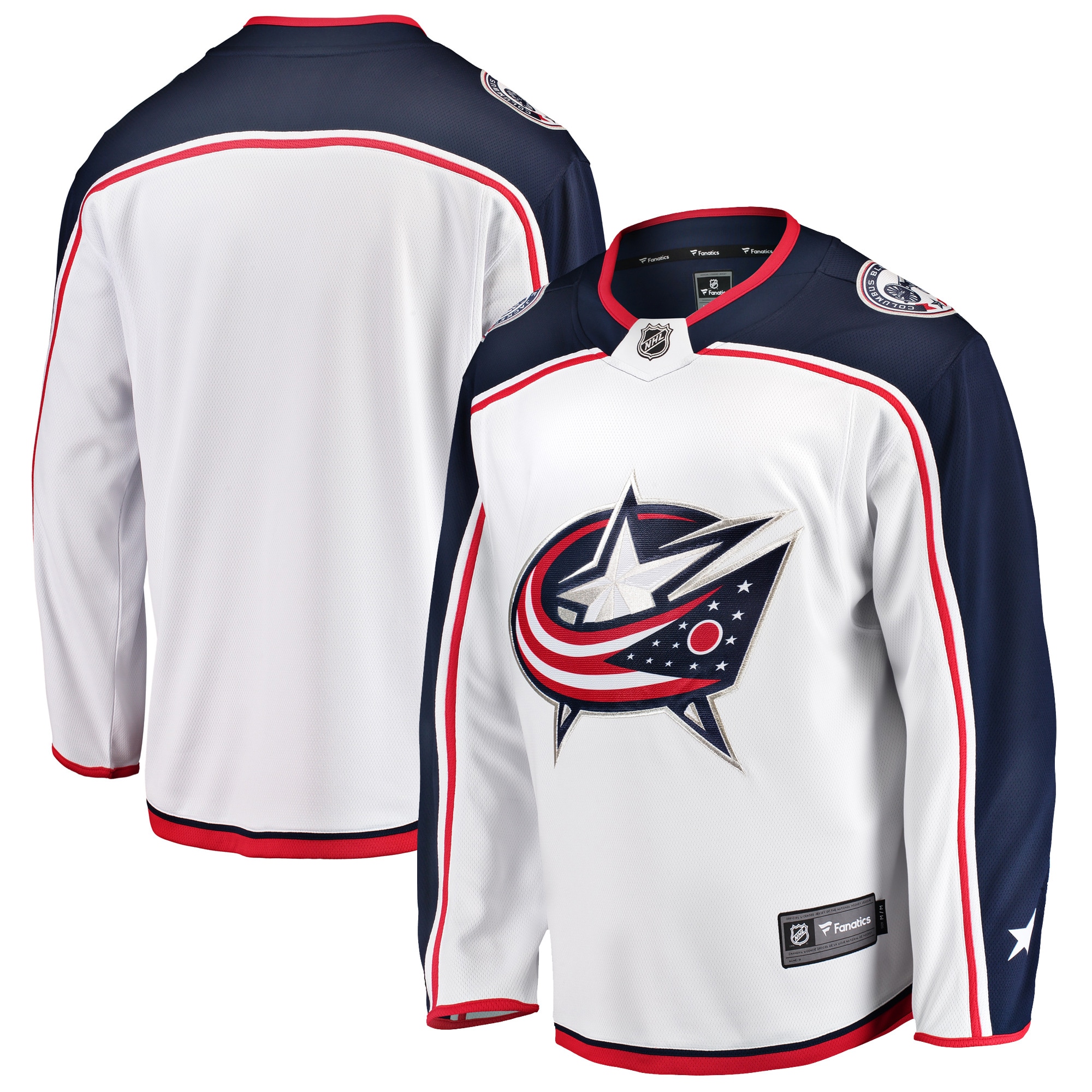 Men's Columbus Blue Jackets White Breakaway Away Jersey - JS790 