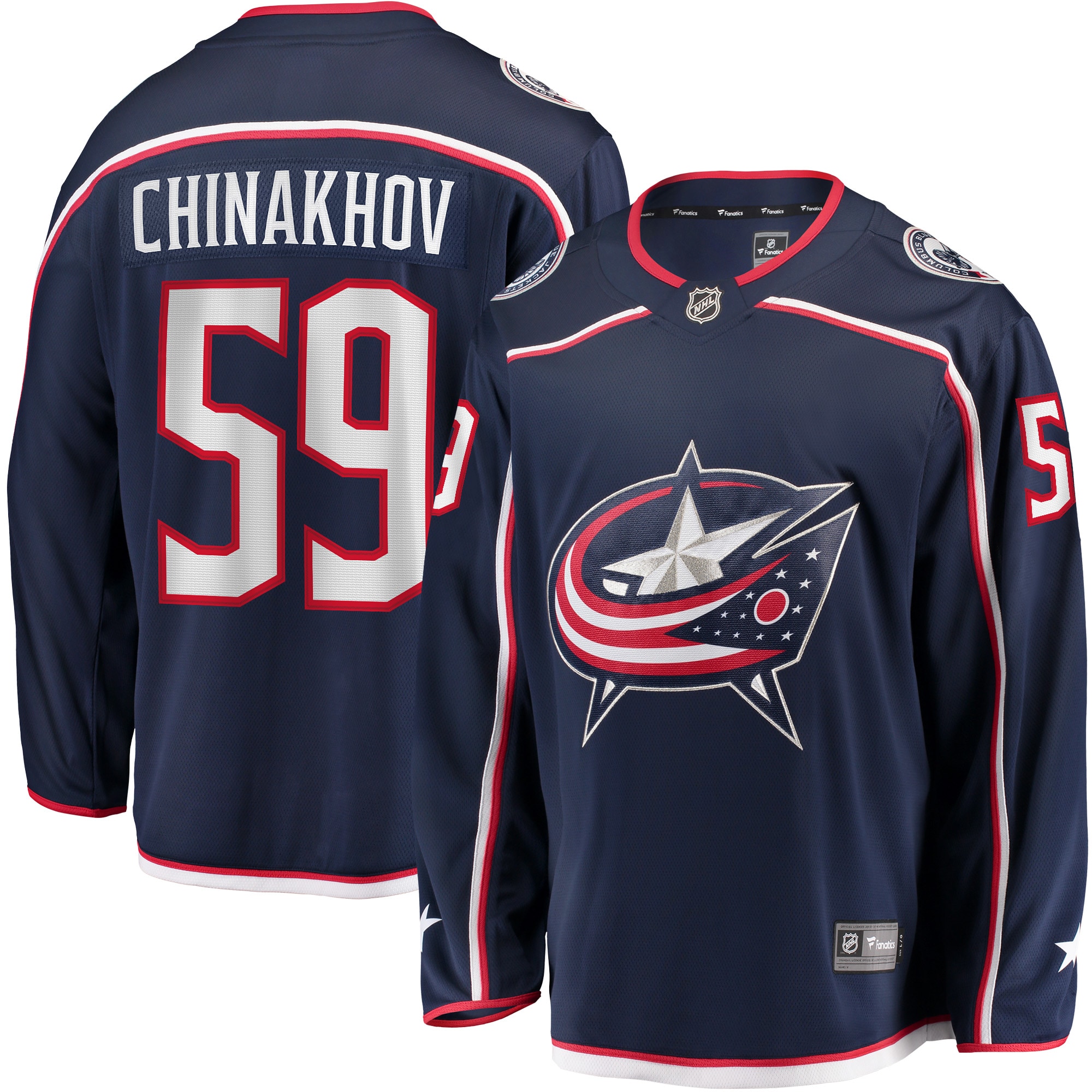 Men's Columbus Blue Jackets Yegor Chinakhov Navy Home Breakaway Player Jersey - JS974 