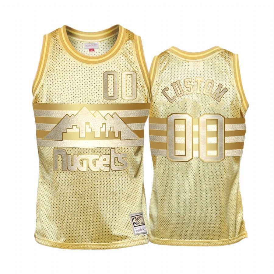 Men's Custom 00 Denver Nuggets Gold Midas Sm Jersey - JS143 