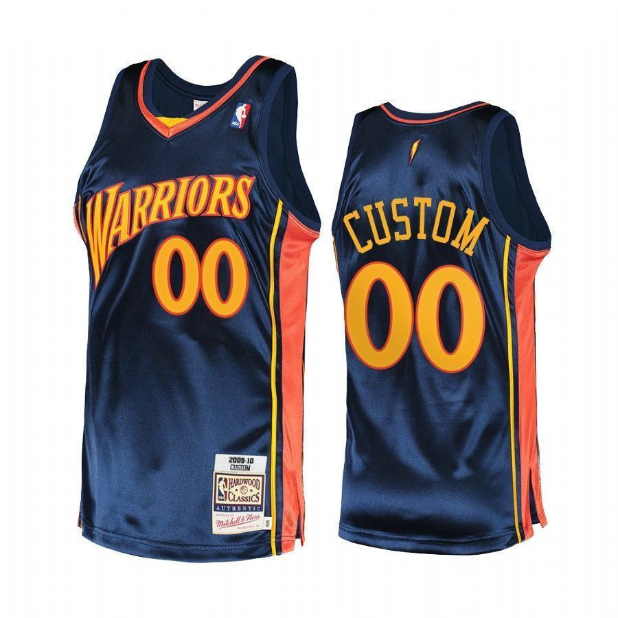 Men's Custom 00 Golden State Warriors Navy Hardwood Classics Jersey - JS626 