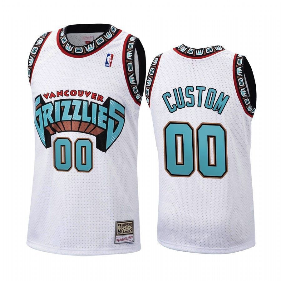 Men's Custom 00 Memphis Grizzlies White Hardwood Classics 1998 Jersey - JS421 
