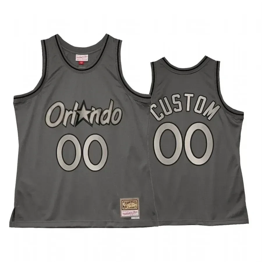 Men's Custom 00 Orlando Magic Metal Works Jersey Charcoal - JS780 