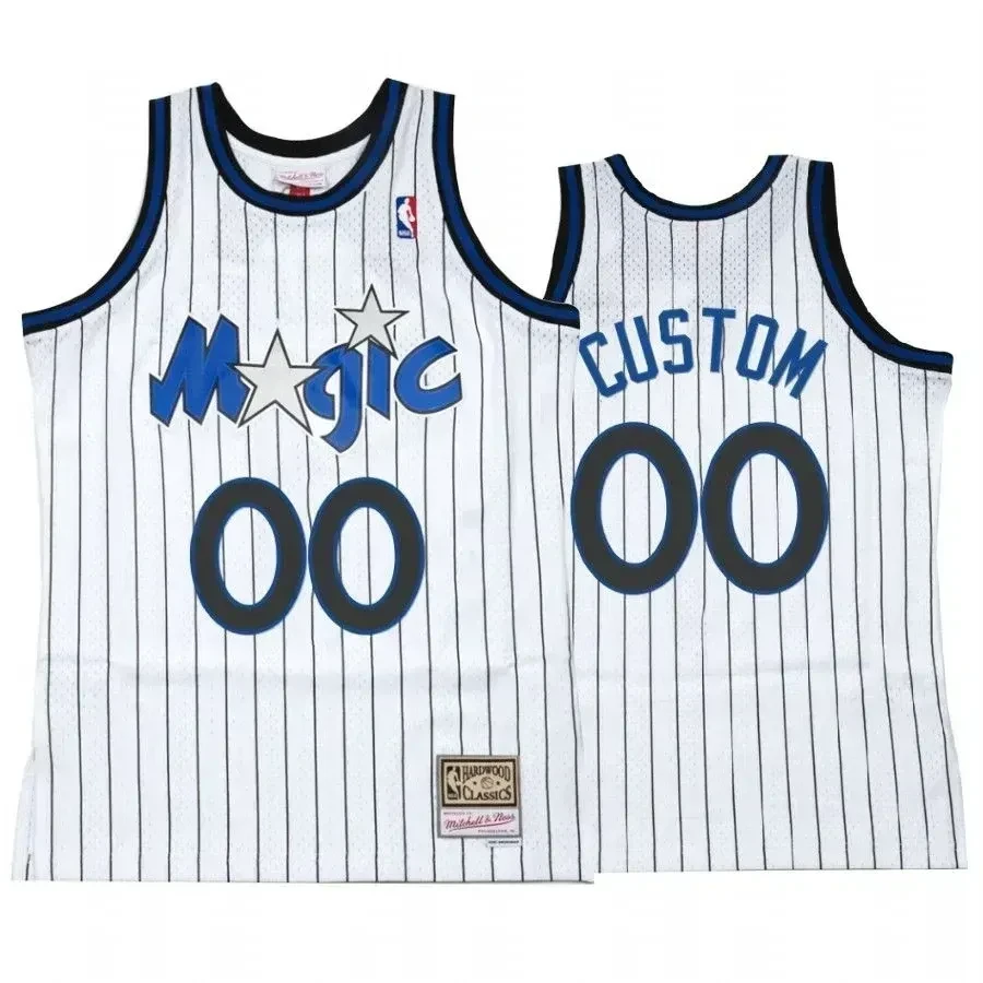 Men's Custom 00 Orlando Magic White Hardwood Classics Jersey - JS310 