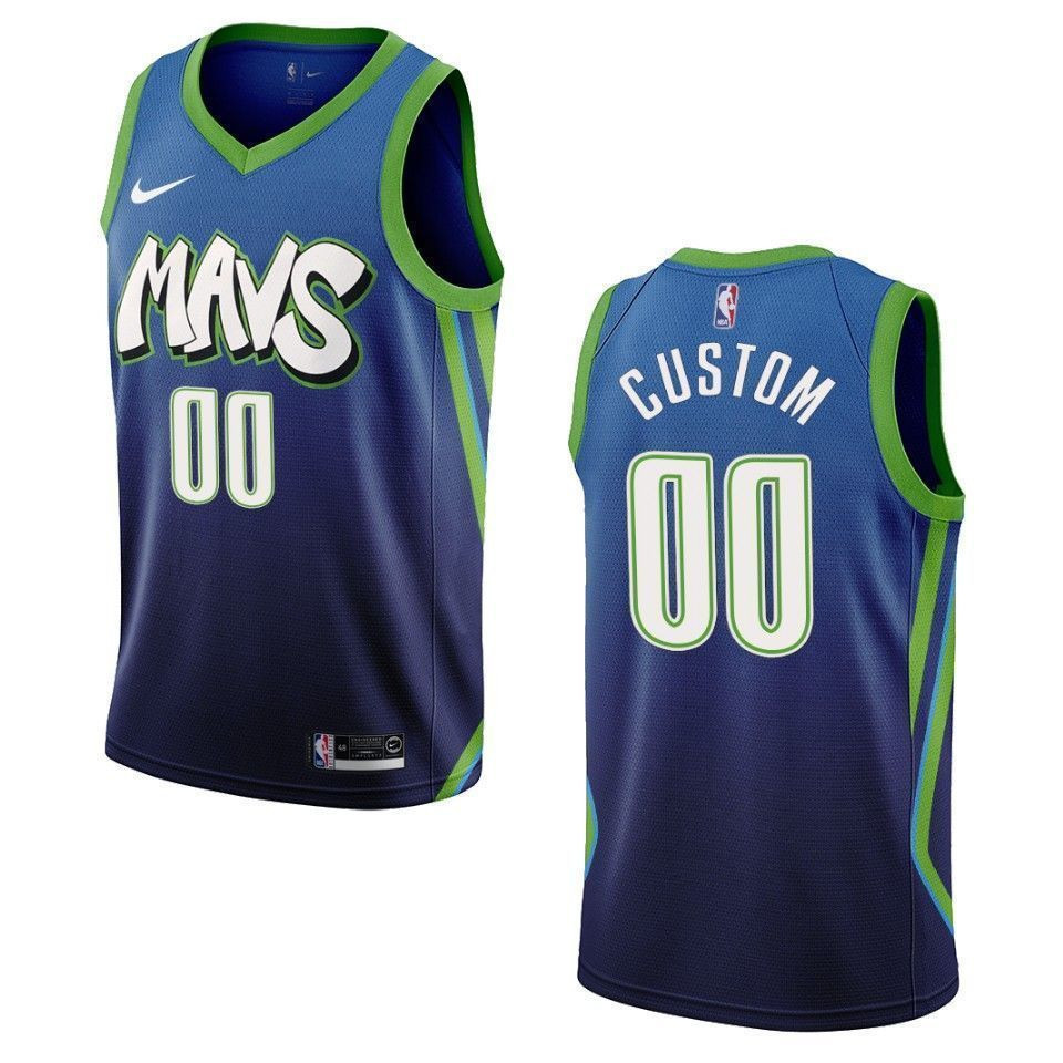 Men's Dallas Mavericks 00 Custom City Edition Swingman Jersey - Blue - JS387 