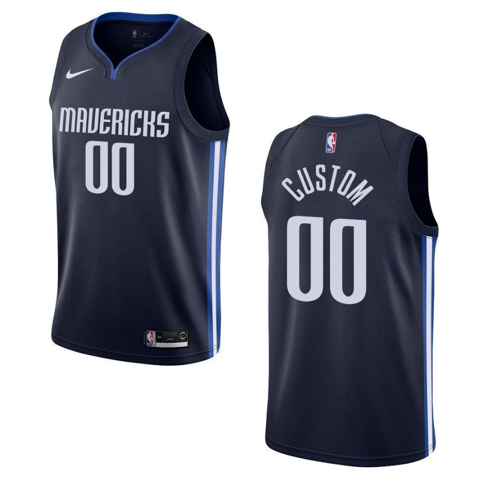 Men's Dallas Mavericks 00 Custom Statement Swingman Jersey - Navy - JS700 