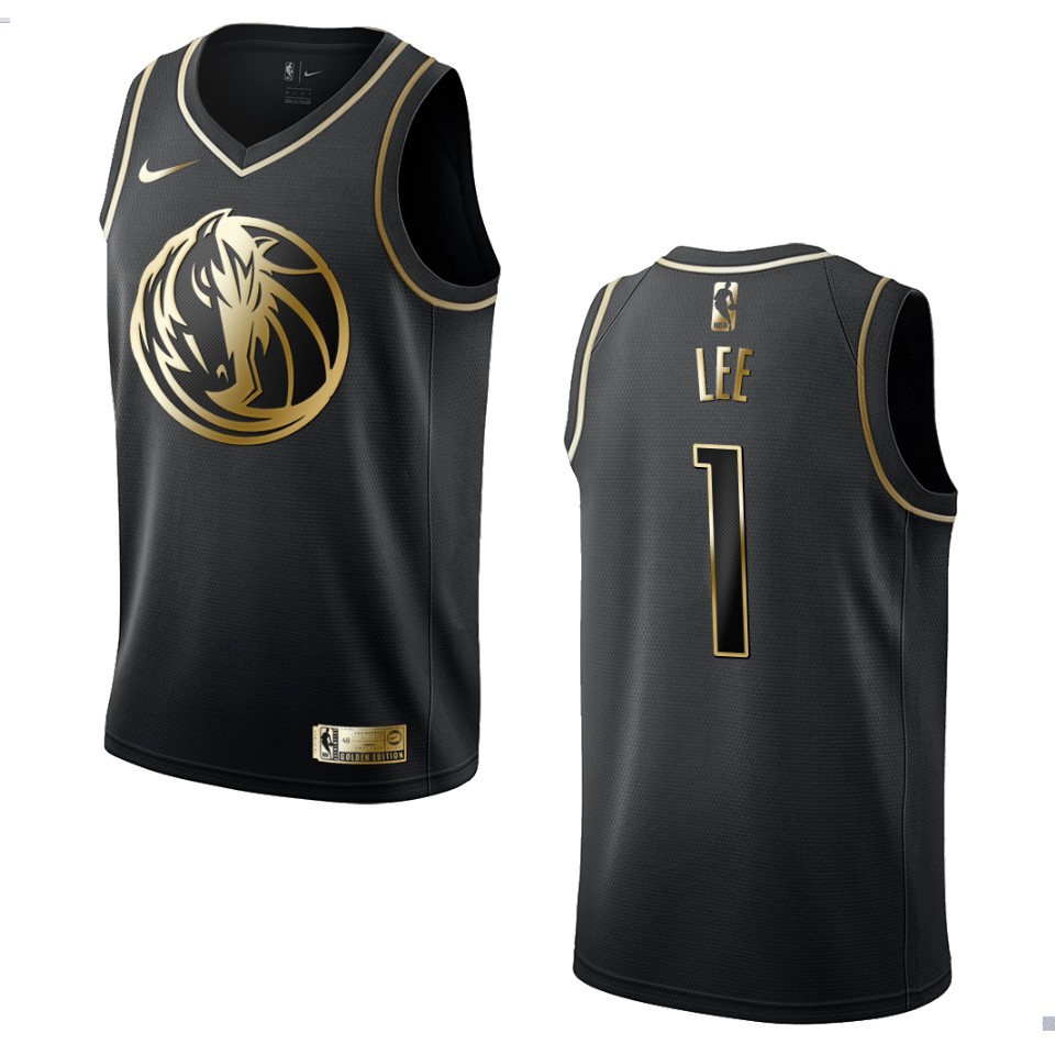 Men’s Dallas Mavericks #1 Courtney Lee Golden Edition Jersey – Black