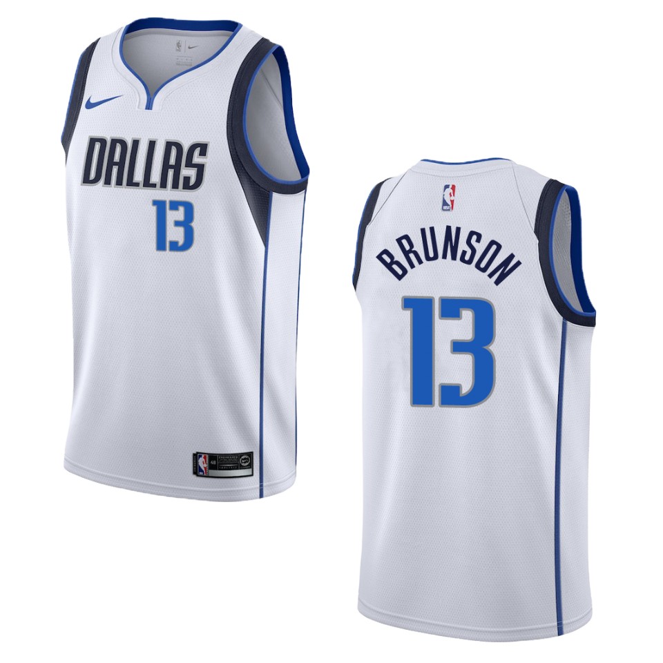 Men's Dallas Mavericks #13 Jalen Brunson Association Swingman Jersey - White