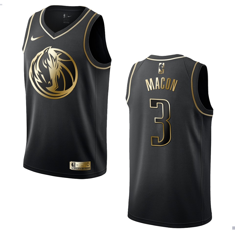 Men’s Dallas Mavericks #3 Daryl Macon Golden Edition Jersey – Black