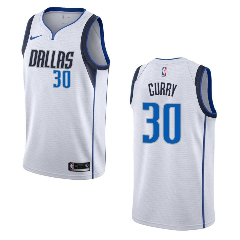 Men's Dallas Mavericks 30 Seth Curry Association Swingman Jersey - White - JS589 