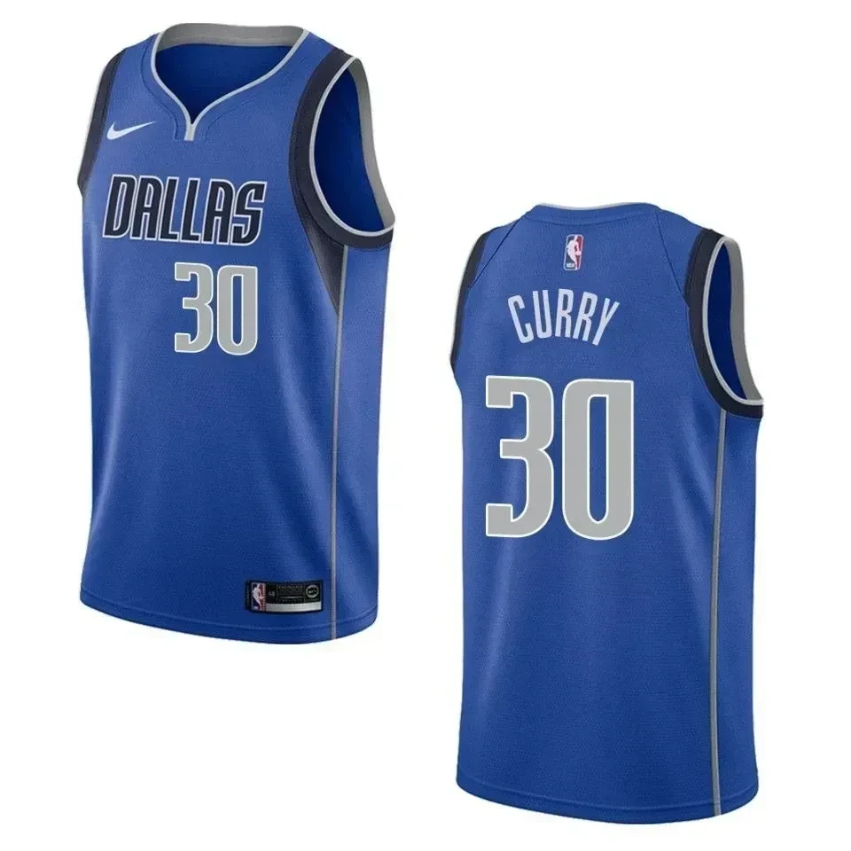 Men's Dallas Mavericks 30 Seth Curry Icon Swingman Jersey - Blue - JS341 