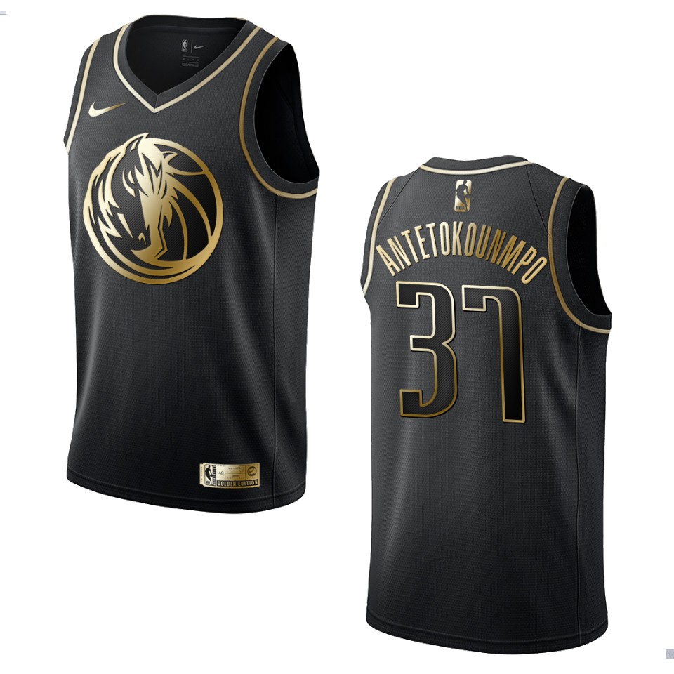 Men’s Dallas Mavericks #37 Kostas Antetokounmpo Golden Edition Jersey – Black