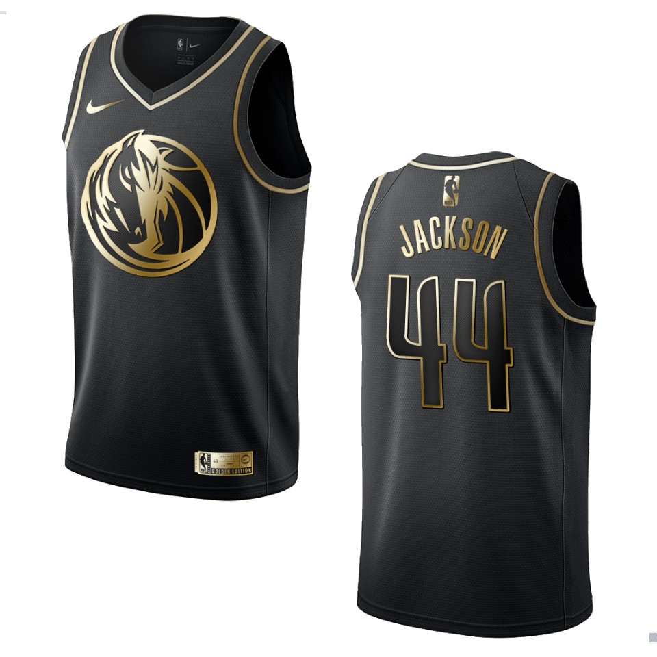 Men’s Dallas Mavericks #44 Justin Jackson Golden Edition Jersey – Black