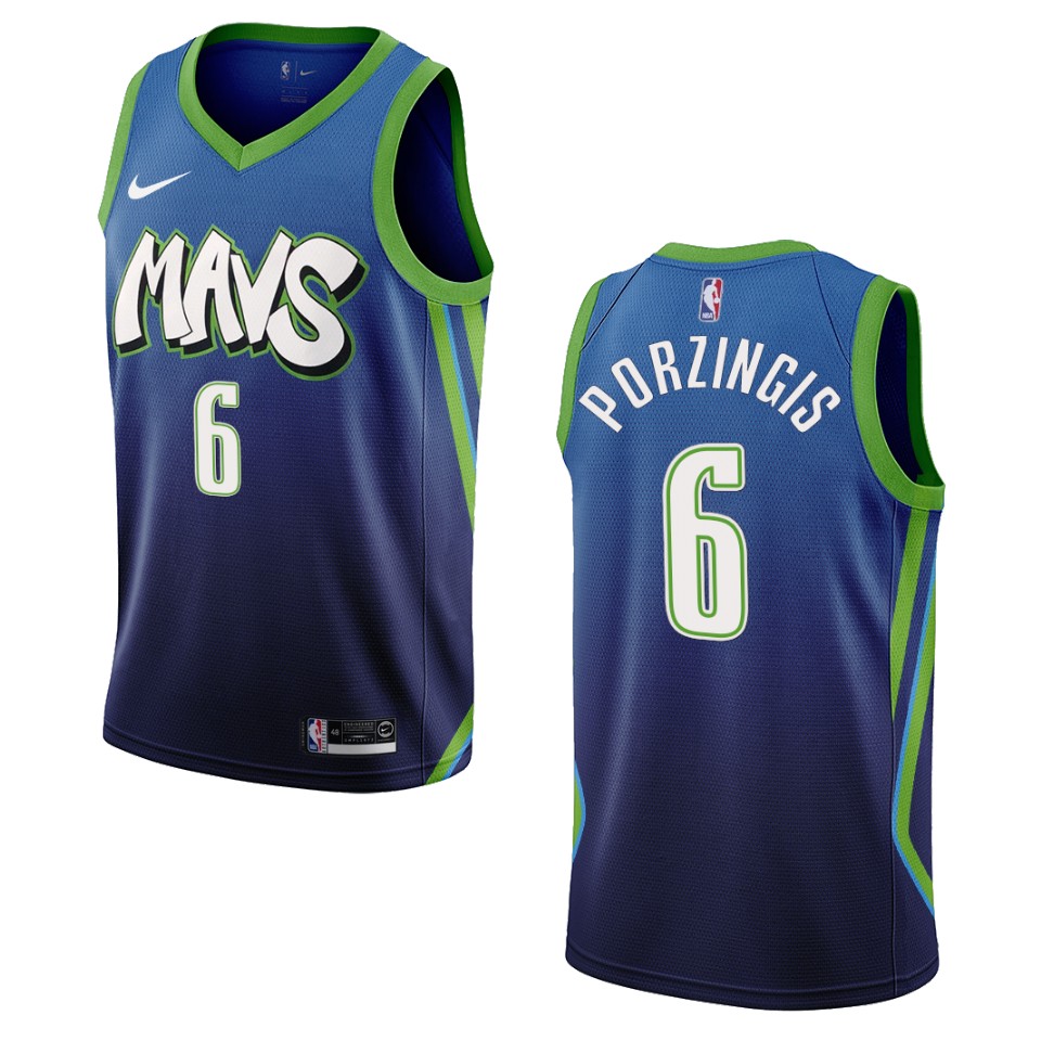 Men's Dallas Mavericks #6 Kristaps Porzingis City Edition Swingman Jersey - Blue