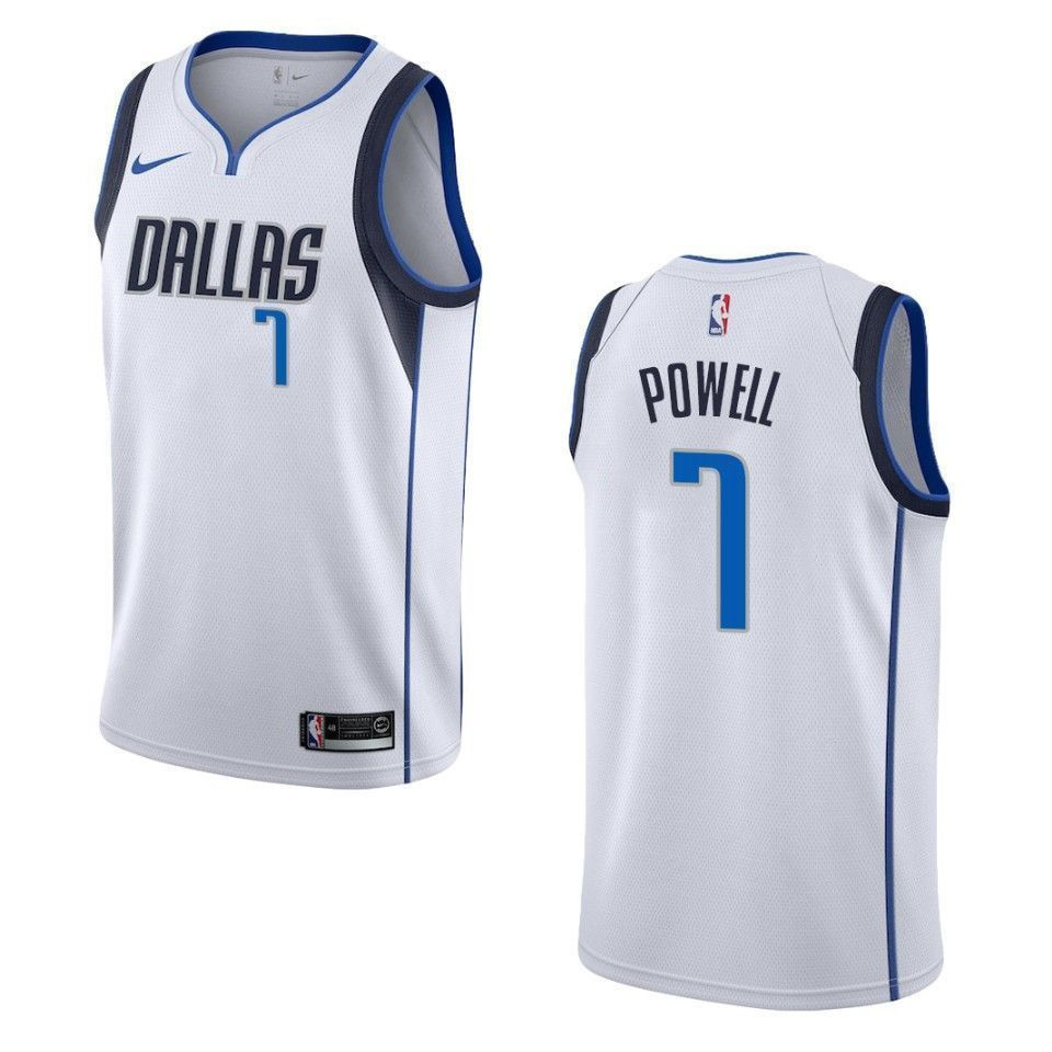 Men's Dallas Mavericks 7 Dwight Powell Association Swingman Jersey - White - JS742 