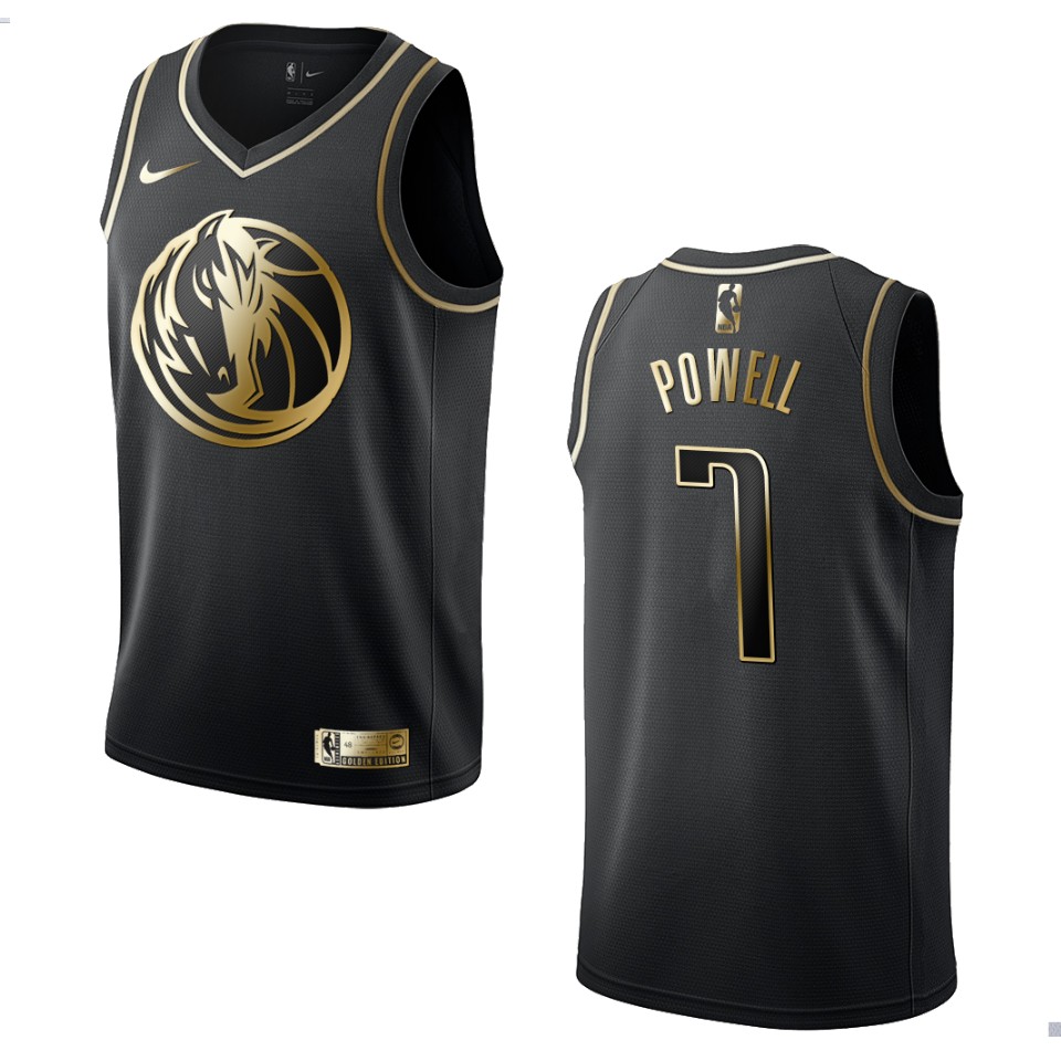 Men’s Dallas Mavericks #7 Dwight Powell Golden Edition Jersey – Black