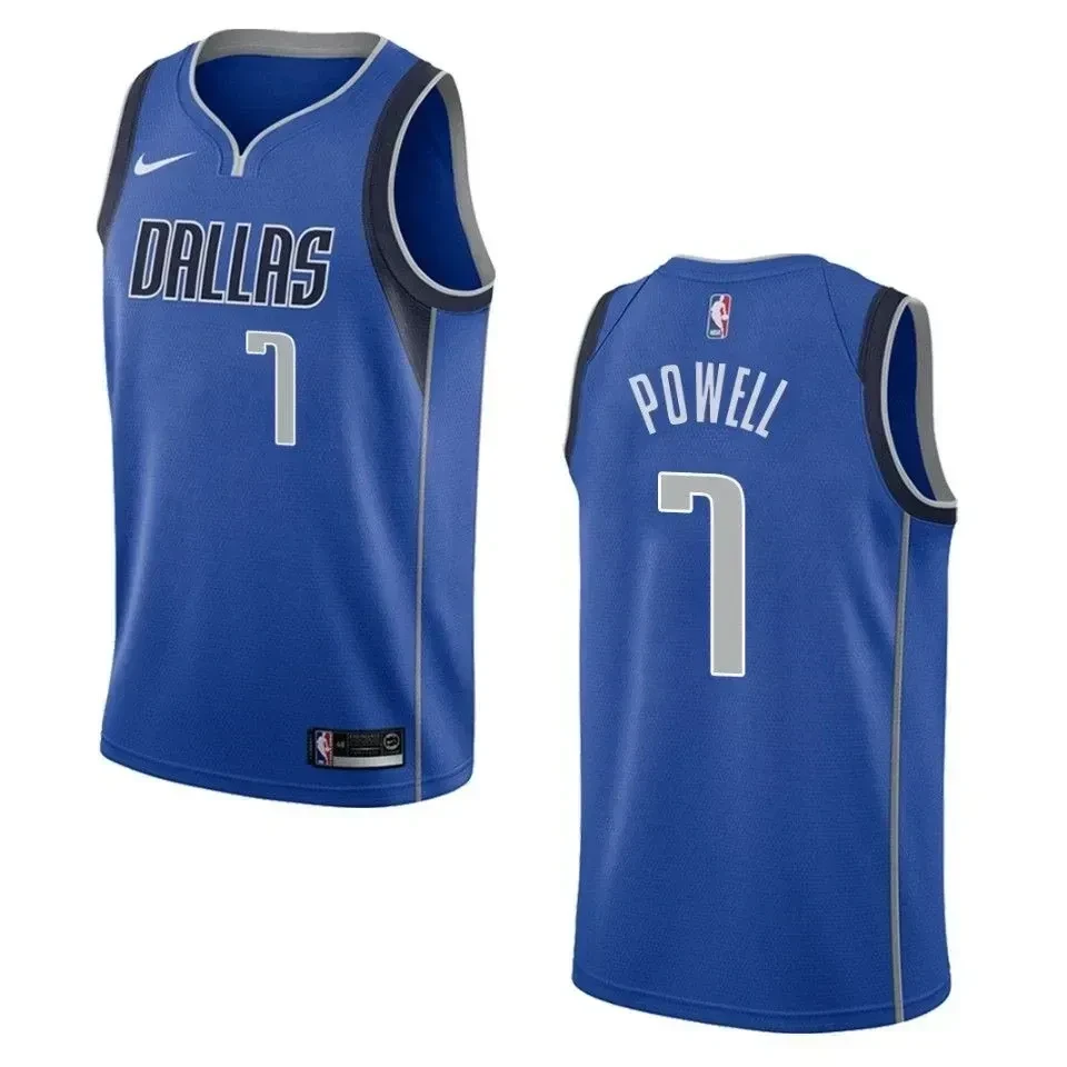 Men's Dallas Mavericks 7 Dwight Powell Icon Swingman Jersey - Blue - JS853 