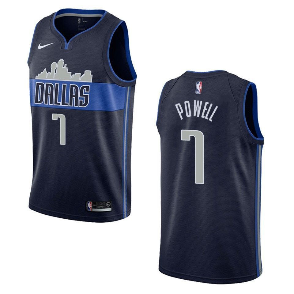 Men's Dallas Mavericks 7 Dwight Powell Statement Swingman Jersey - Navy - JS186 