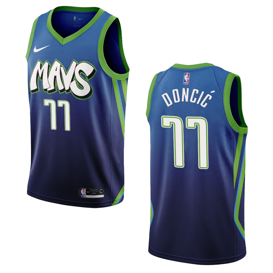 Men's Dallas Mavericks #77 Luka Doncic City Edition Swingman Jersey - Blue