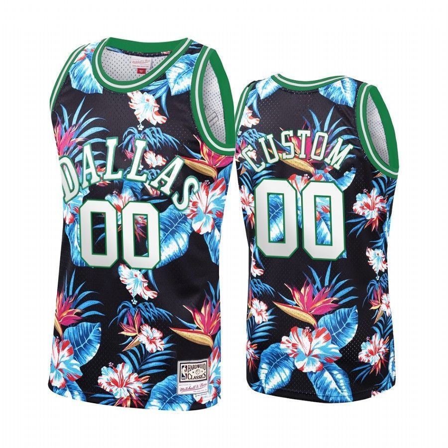 Men's Dallas Mavericks Custom 00 Floral Fashion Jersey - JS465 