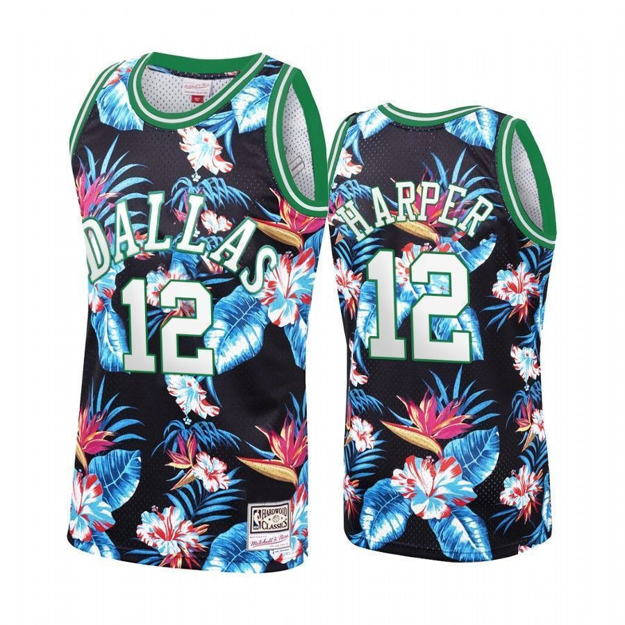 Men's Dallas Mavericks Derek Harper 12 Floral Fashion Jersey - JS343 