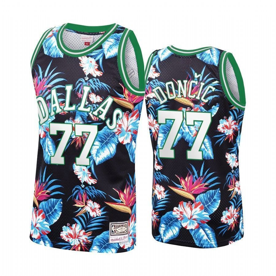 Men's Dallas Mavericks Luka Doncic 77 Floral Fashion Jersey - JS861 