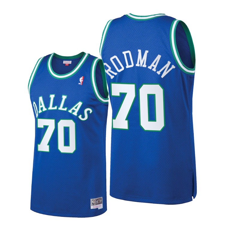 Men’s Dallas Mavericks Navy #70 Dennis Rodman Blue Throwback Stitched Jersey