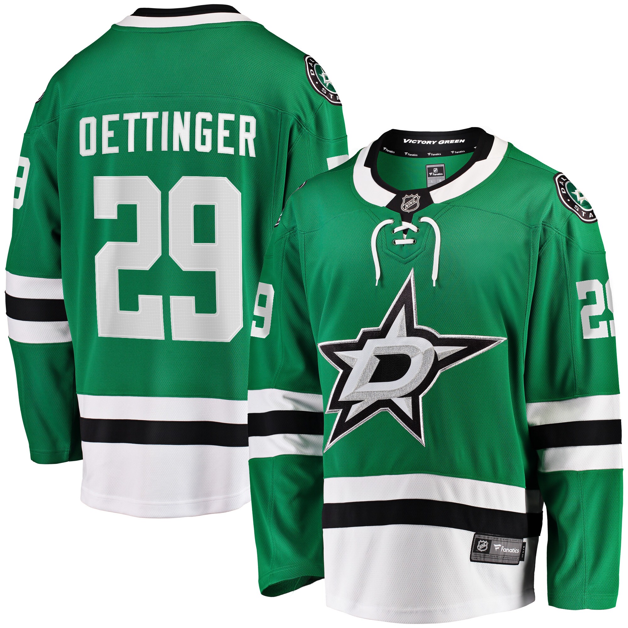 Men's Dallas Stars Jake Oettinger Kelly Green Home Breakaway Player Jersey - JS631 