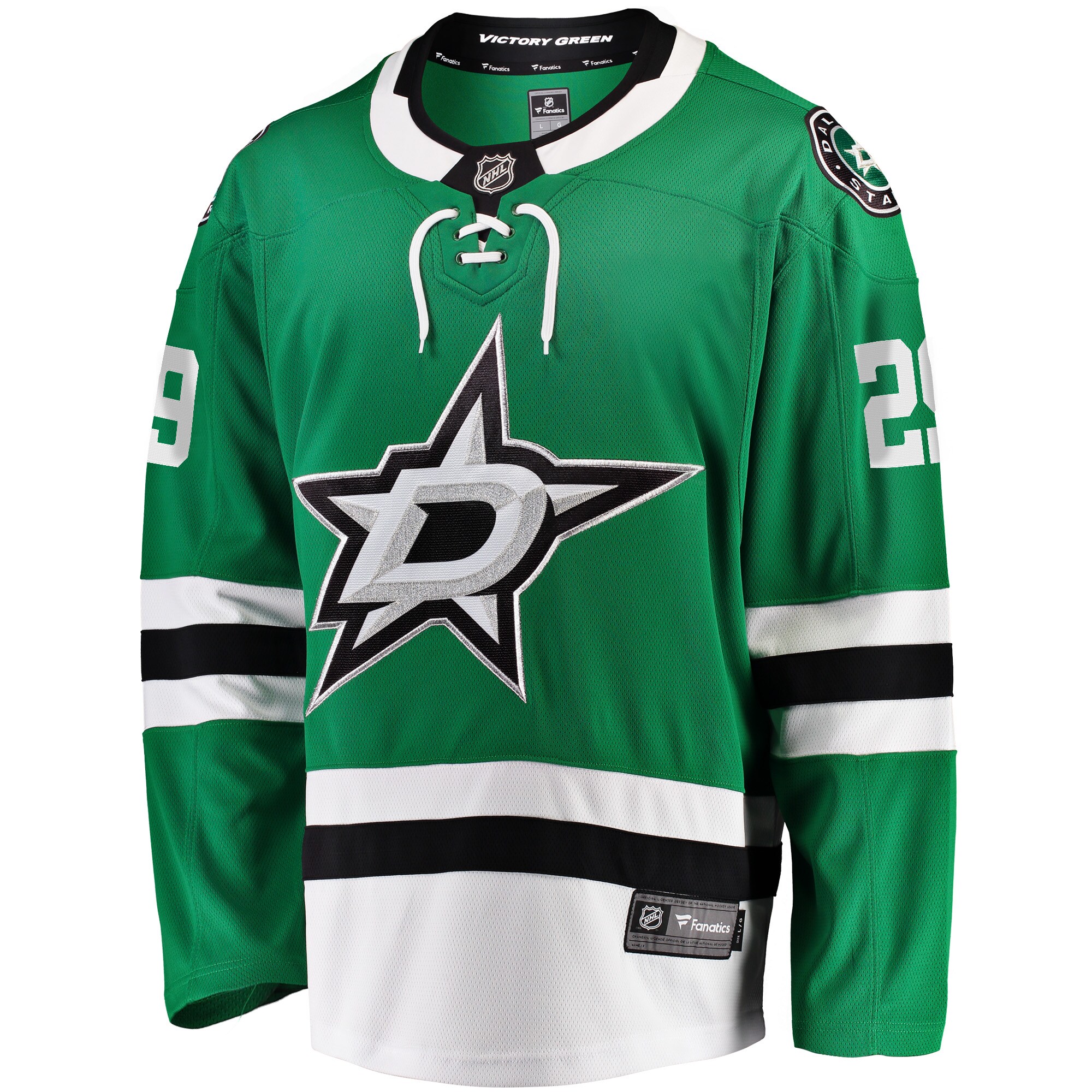 Alternative view of Men's Dallas Stars Jake Oettinger Kelly Green Home Breakaway Player Jersey - JS631 