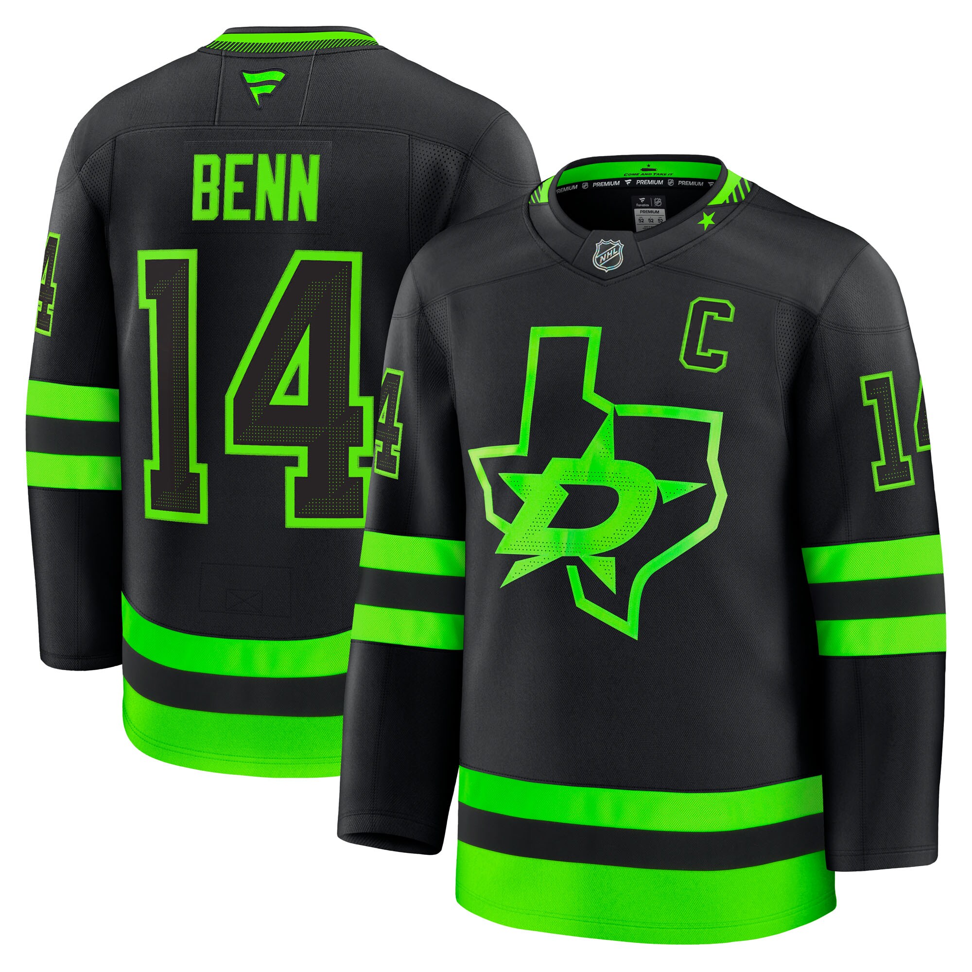 Men's Dallas Stars Jamie Benn Black Alternate Premium Jersey - JS127 