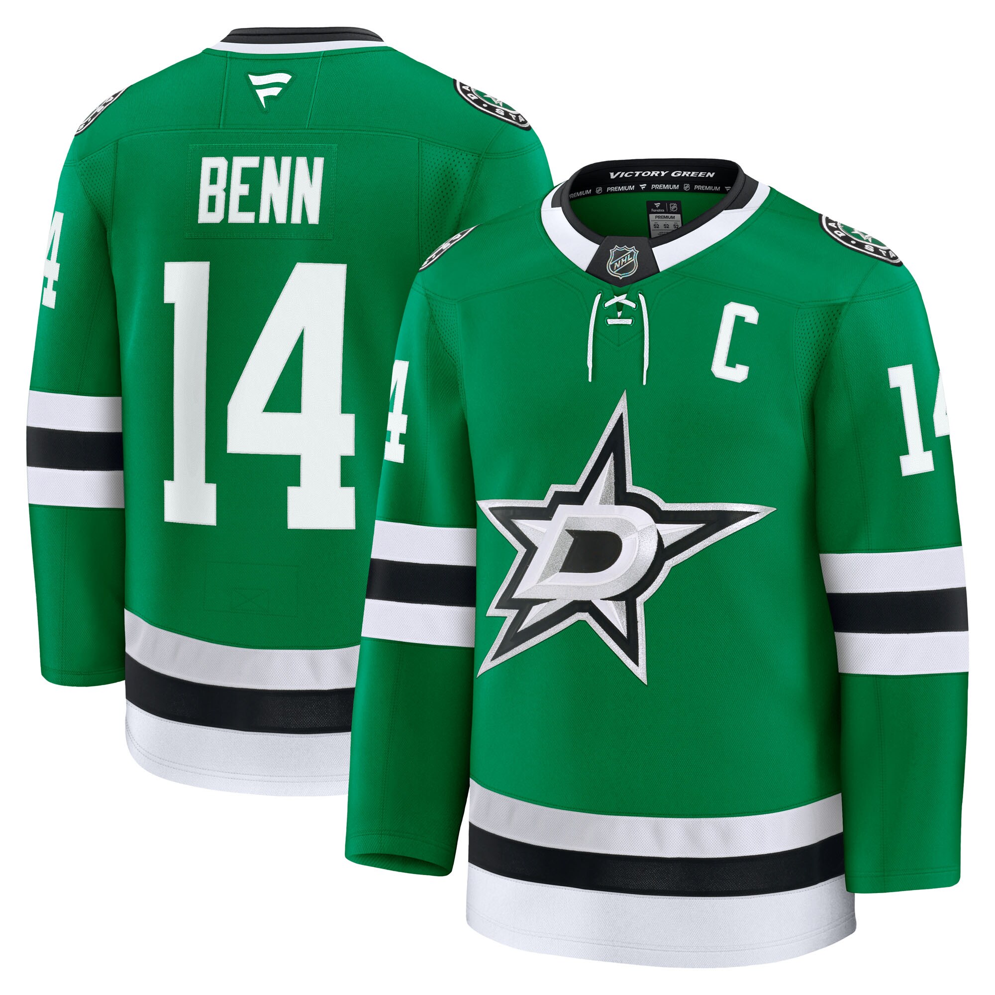 Men's Dallas Stars Jamie Benn Kelly Green Home Premium Jersey - JS713 