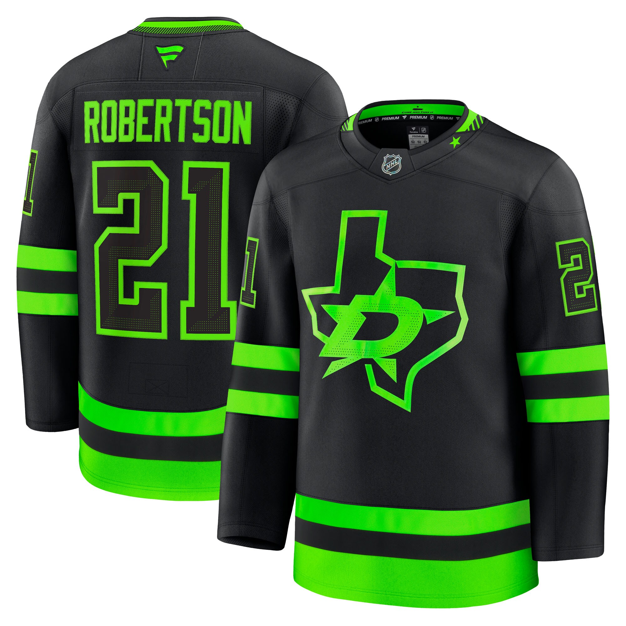 Men's Dallas Stars Jason Robertson Black Alternate Premium Jersey - JS641 