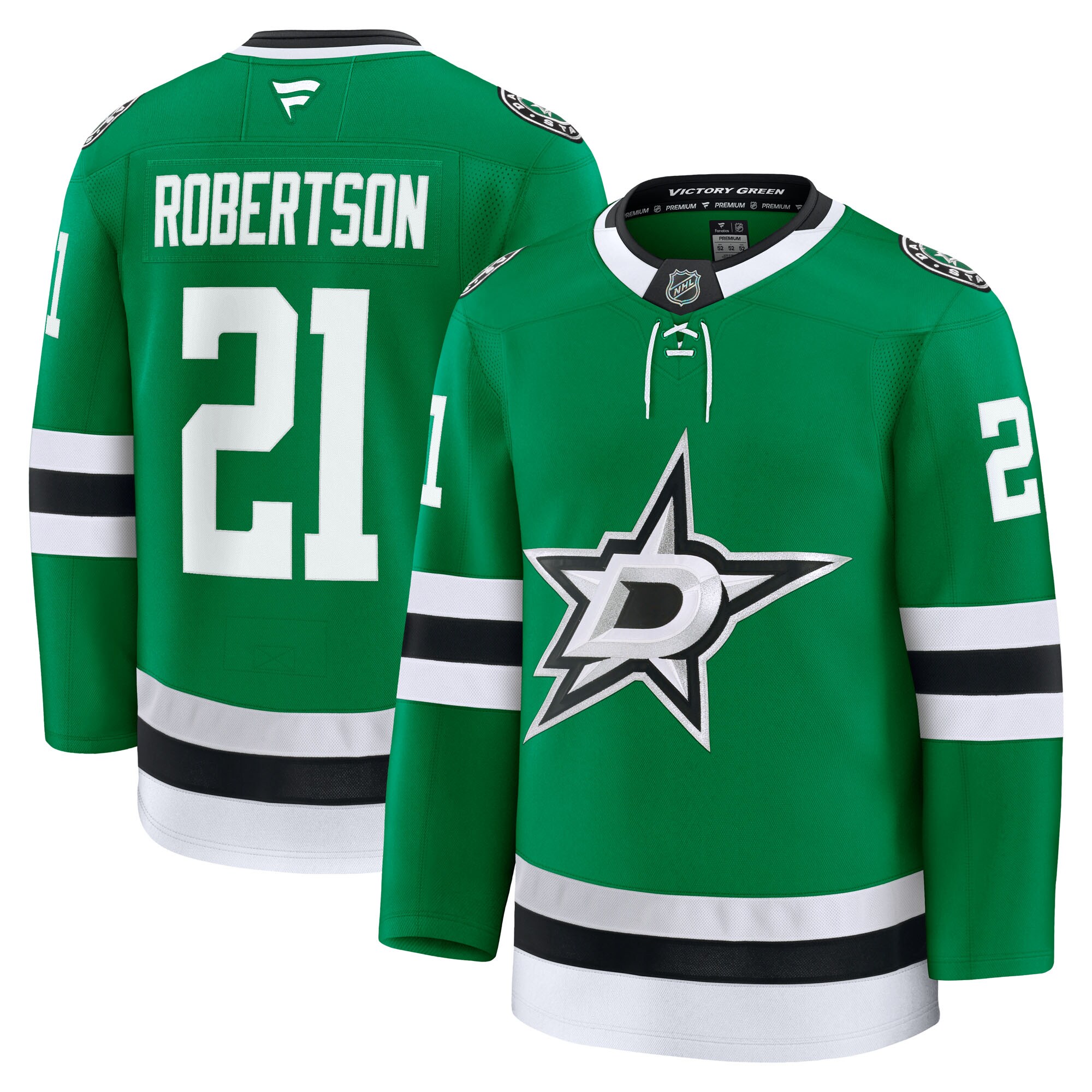 Men's Dallas Stars Jason Robertson Kelly Green Home Premium Jersey - JS930 